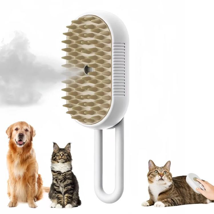 Multi-Functional 3-in-1 Pet Brush – Electric Cat & Dog Grooming Comb with Steam Spray, Massage & Fur Removal