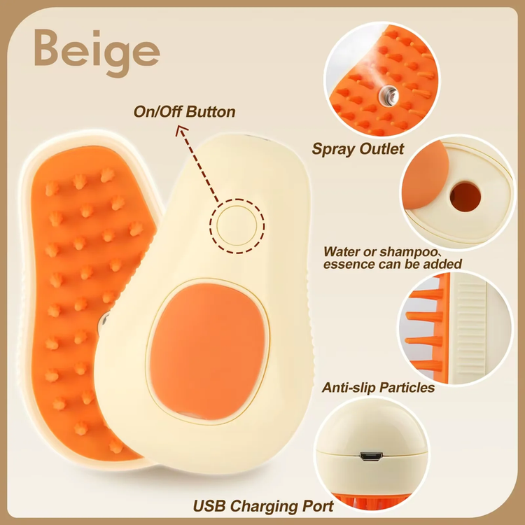 Multi-Functional 3-in-1 Pet Brush – Electric Cat & Dog Grooming Comb with Steam Spray, Massage & Fur Removal