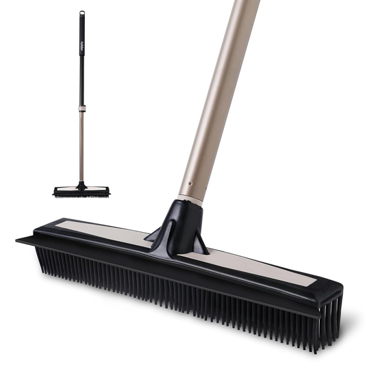 Professional Pet Hair Remover Set with Telescopic Handle and 180° Rotation for Effective Rug and Carpet Maintenance