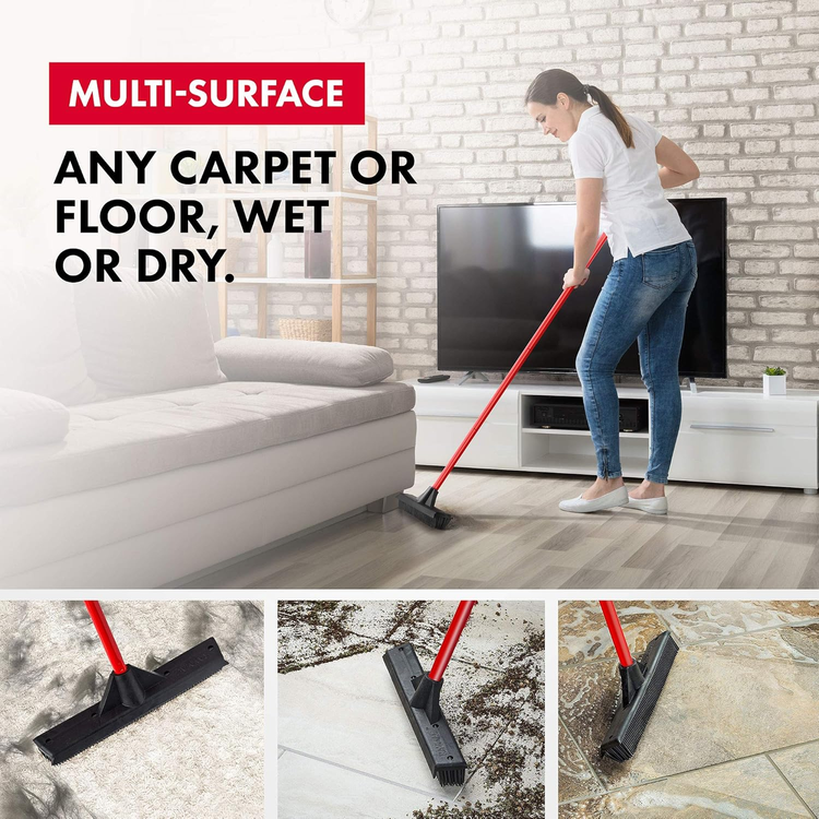 Professional Pet Hair Remover Set with Telescopic Handle and 180° Rotation for Effective Rug and Carpet Maintenance