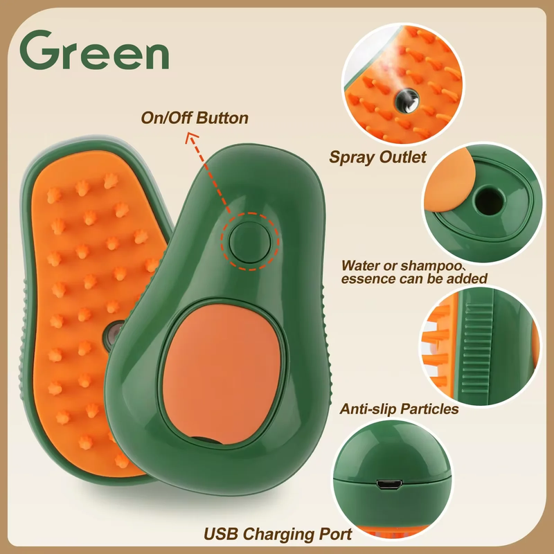 Multi-Functional 3-in-1 Pet Brush – Electric Cat & Dog Grooming Comb with Steam Spray, Massage & Fur Removal